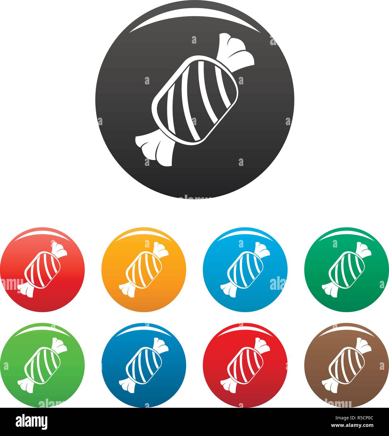 Tasty bonbon icons set 9 color vector isolated on white for any design ...
