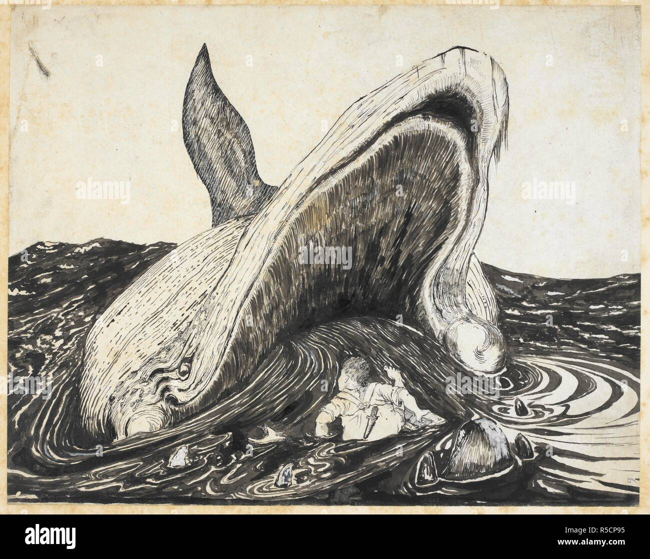 A picture for the story 'How the whale got his throat'. The whale ...