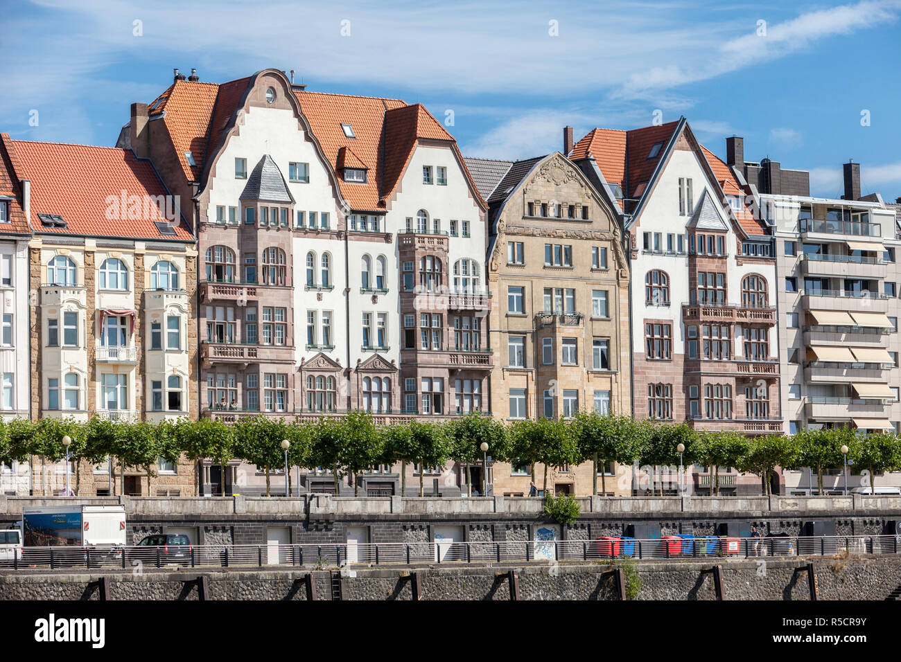 Dusseldorf, Germany. Old City (Altstadt) along the Rhine River Stock