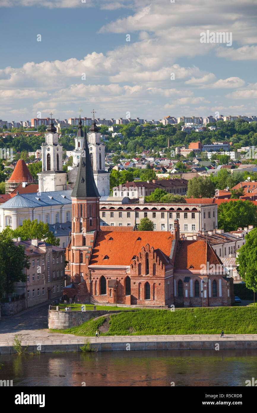Lithuania, Central Lithuania, Kaunas, elevated view of Vytautas Church, late afternoon Stock Photo