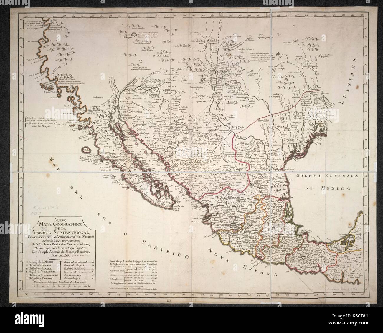 Mexico. Nuevo Mapa Geographico de la America Septentrional. [Paris] : [Philippe Buache], [21 mars, 1772]. Source: Maps.75605.(55),. Stock Photo