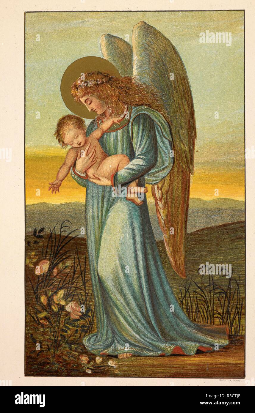 The Angel. The child after death in the Angel's arms pities the poor Rose-tree with its buds and flowers crushed down and death. Fairy tales by Hans Christian Andersen illustrated by twelve large designs in colour after original drawings by E. V. B. [i.e. Eleanor Vere Boyle] newly translated by H. L. D. Ward and Augusta Plesner. ... London: Sampson Low, Marston, Low, and Searle ..., 1872 Chiswick Press. Printed by Whittingham and Wilkins. Source: C.188.b.67 plate opposite page 60. Stock Photo