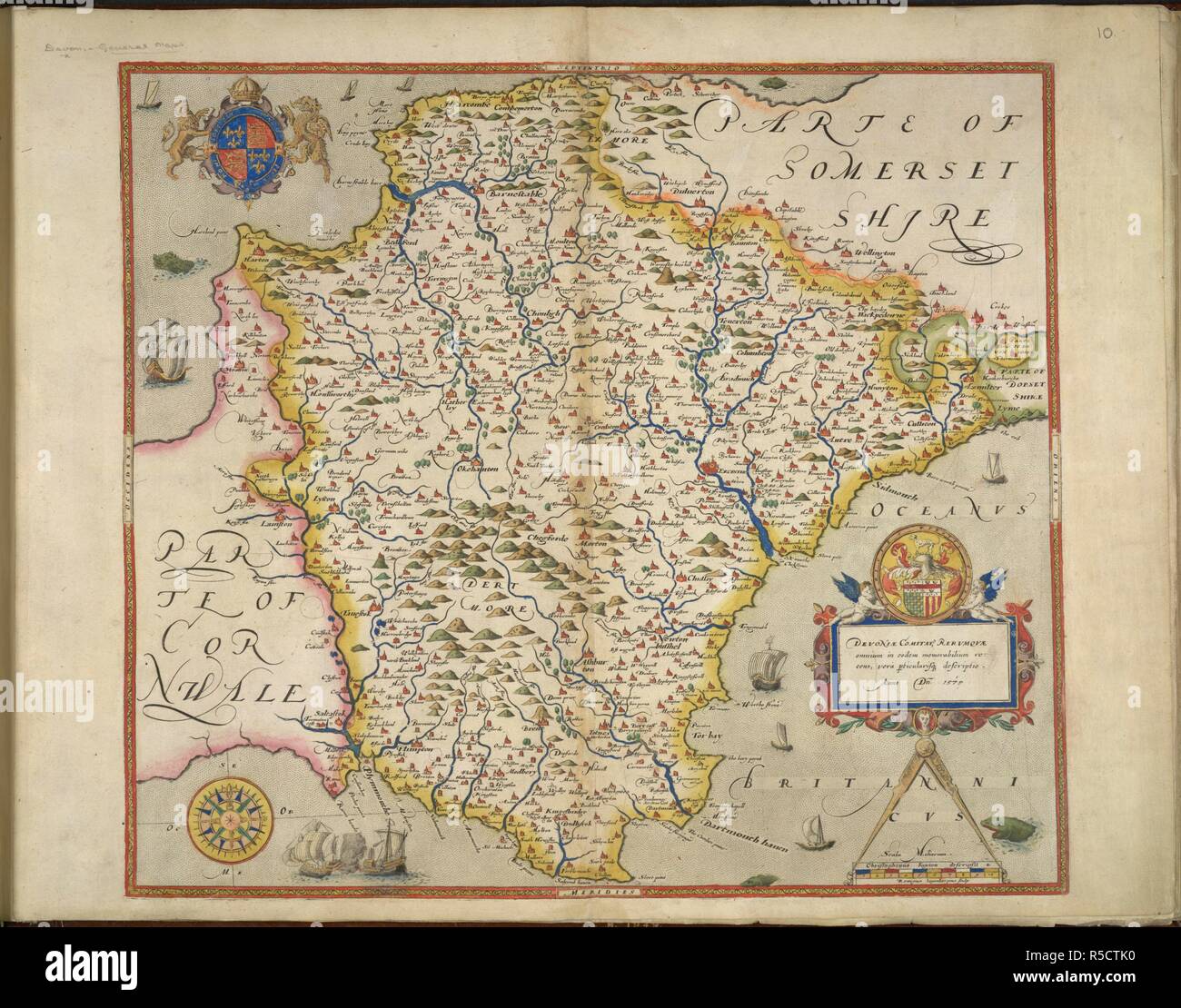 Devon. Atlas of the Counties of England and Wales. London, 1579. Map of Devon. Image taken from