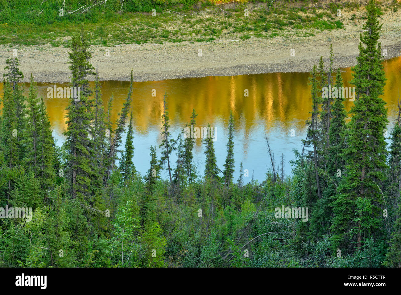 Overlooking the Hay River, Enterprise, Northwest Territories, Canada Stock Photo