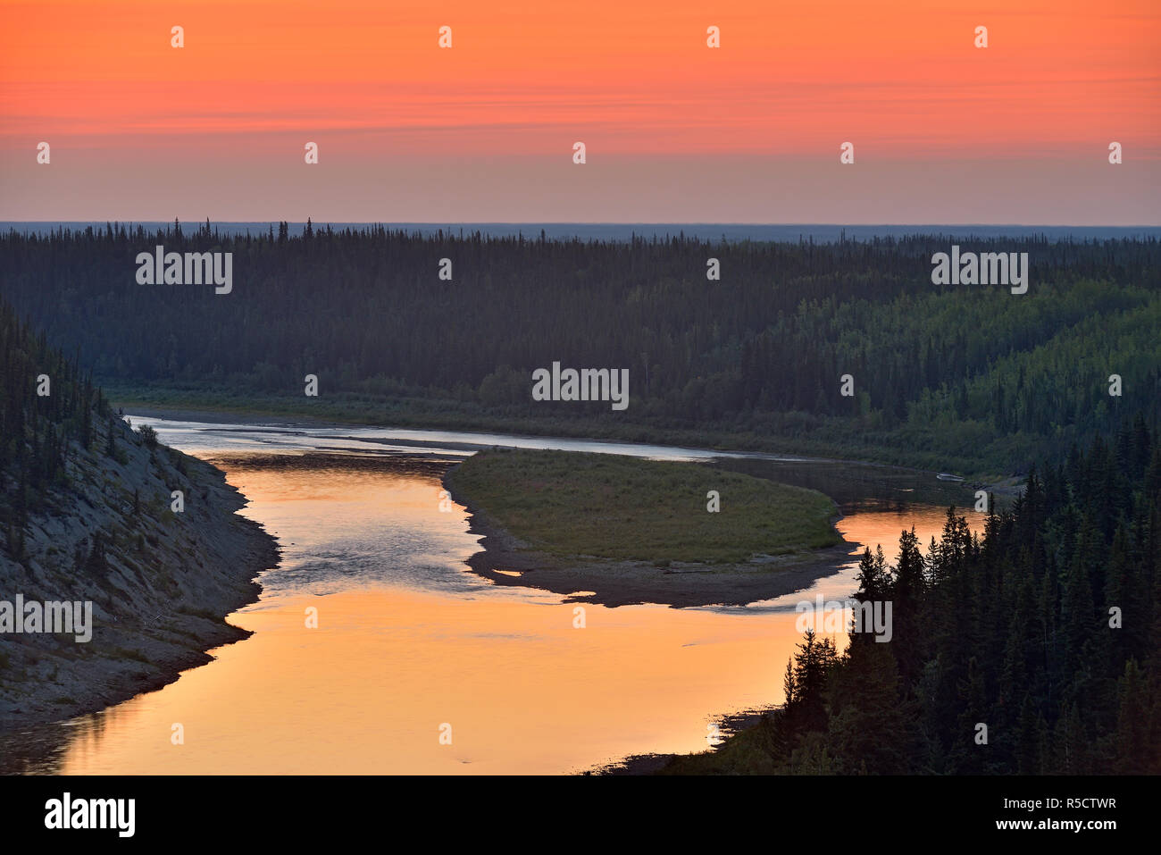 Sunrise over the Hay River, Enterprise, Northwest Territories, Canada