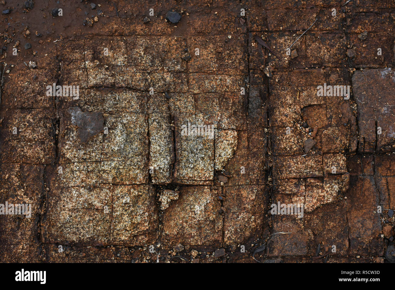 Brittle Cracked Granite Rock Bed Stock Photo