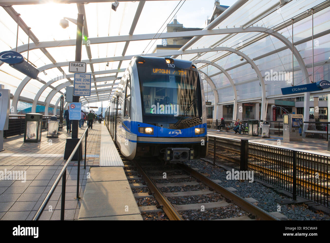 CHARLOTTE, NC December 12, 2015 A Lynx Blue Line light rail station