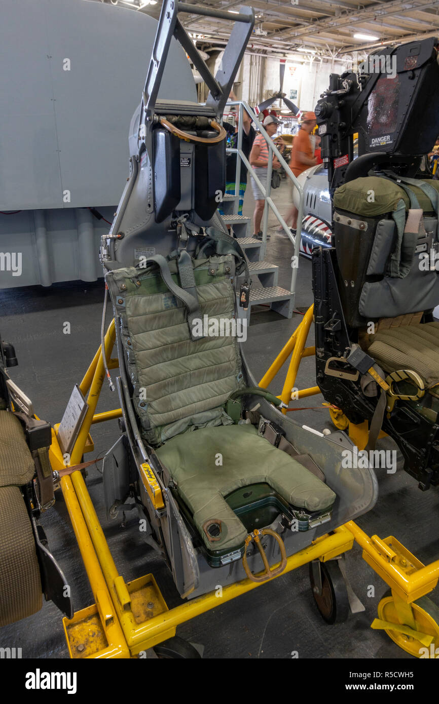 A  Douglas Aircraft ejector seat (Escapac 1e-1), USS Midway, San Diego, California, United States. Stock Photo