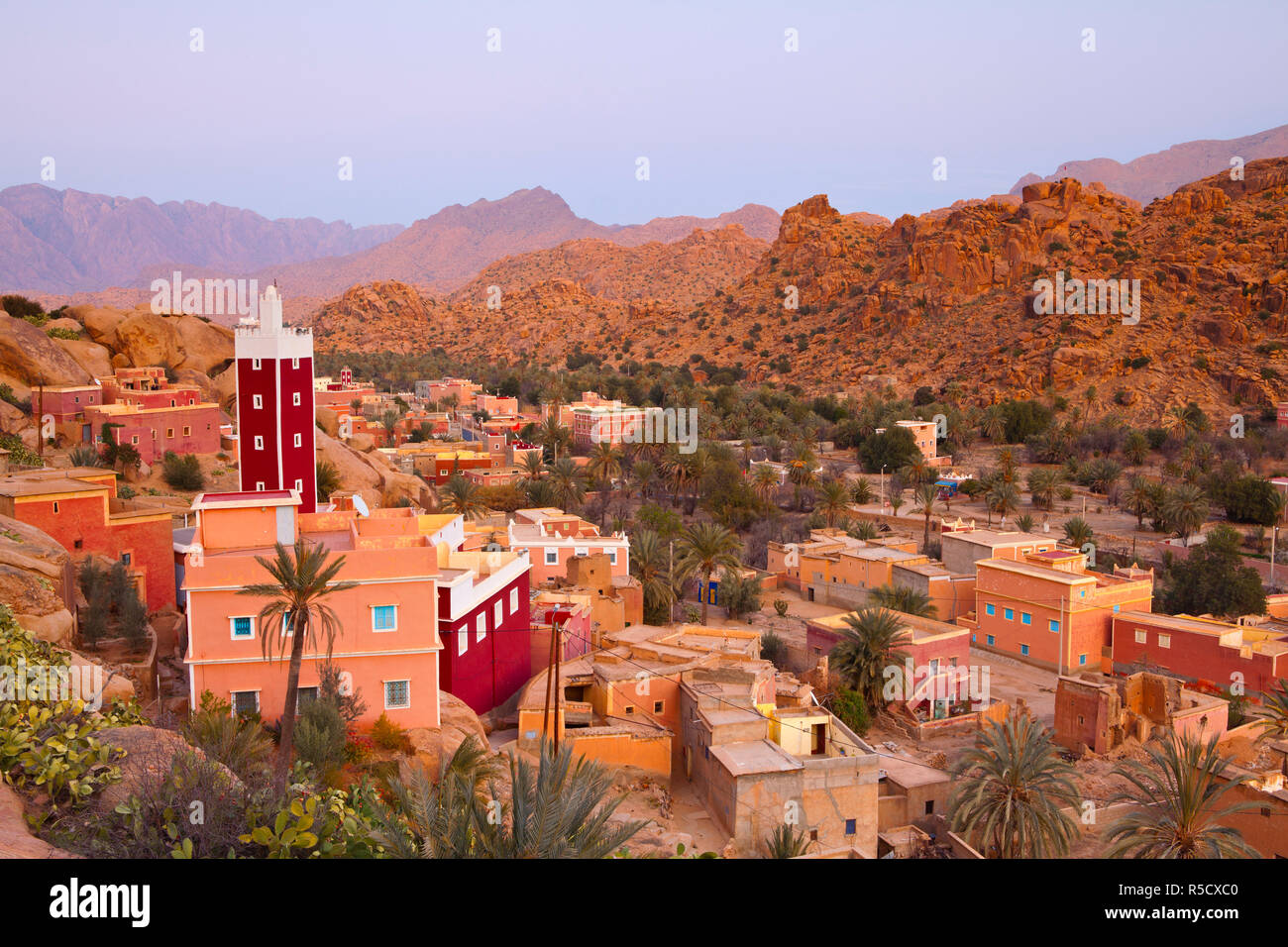 Red Mosque, Adai, Tafraoute, Anti Atlas, Morocco Stock Photo
