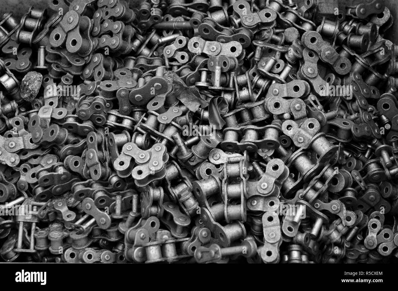 Bicycle chain link pieces Stock Photo