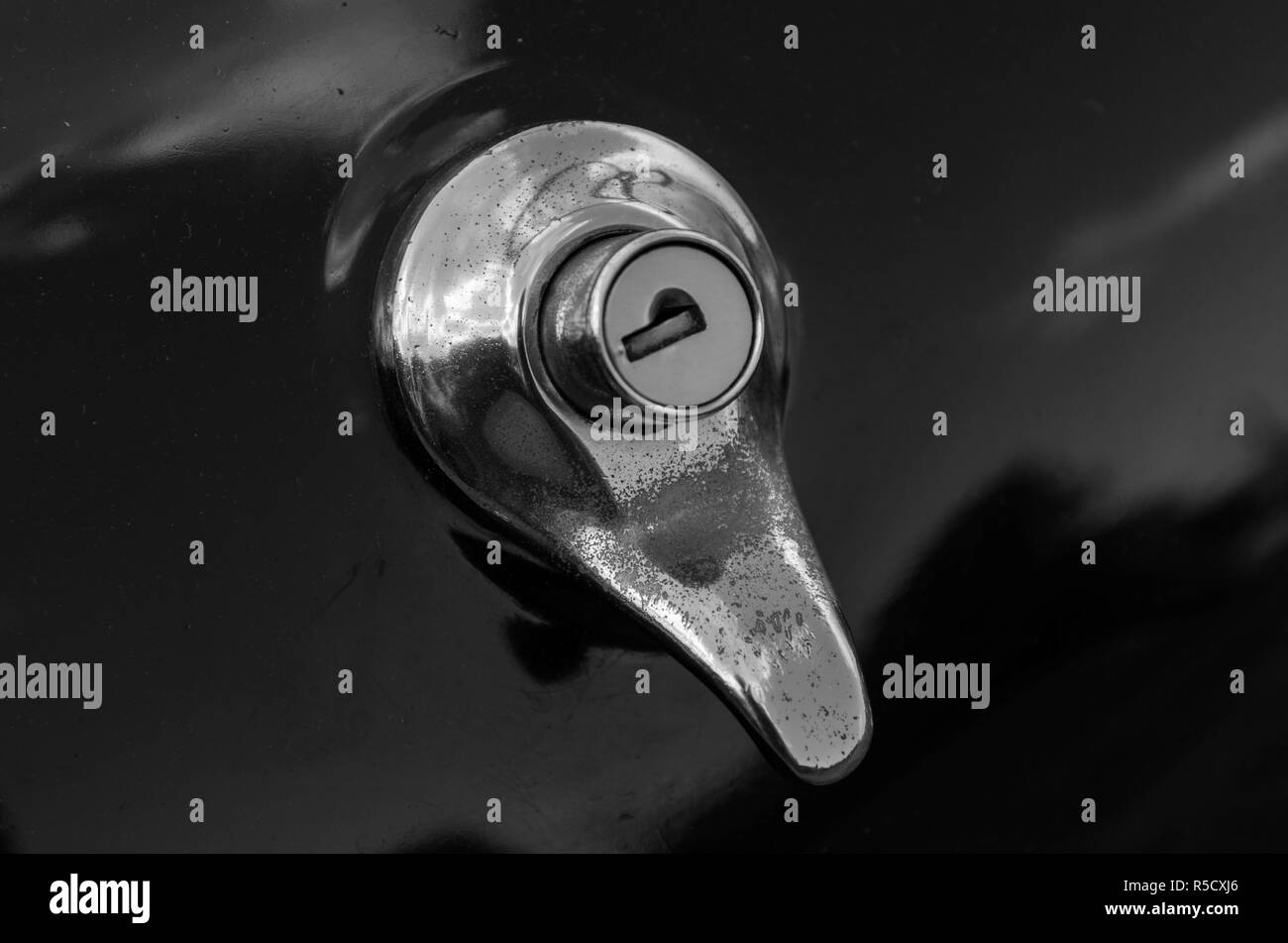 Close view of a classic car door handle Stock Photo