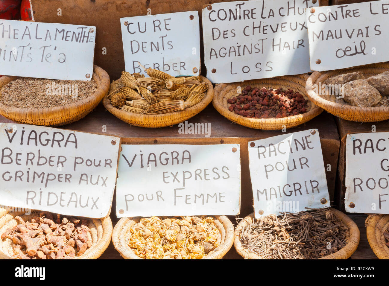 Natural viagra & herbal remedies, Essaouira, Morocco Stock Photo