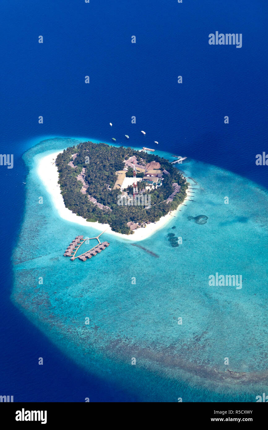 Maldives, Aerial View of Islands and Atolls Stock Photo