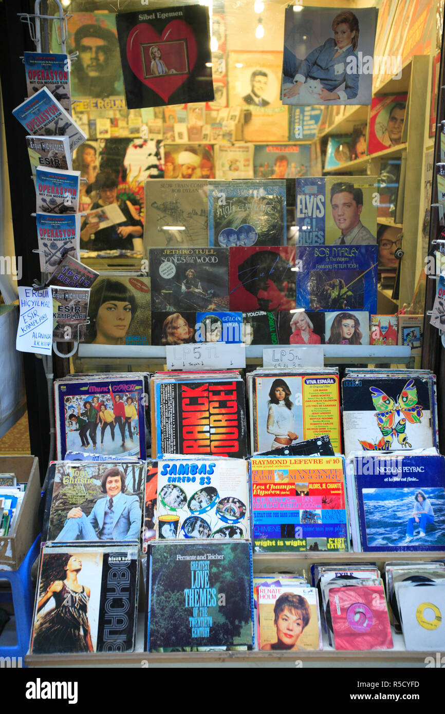Old Records Shop, European Passage, Beyoglu District, Istanbul, Turkey. Stock Photo