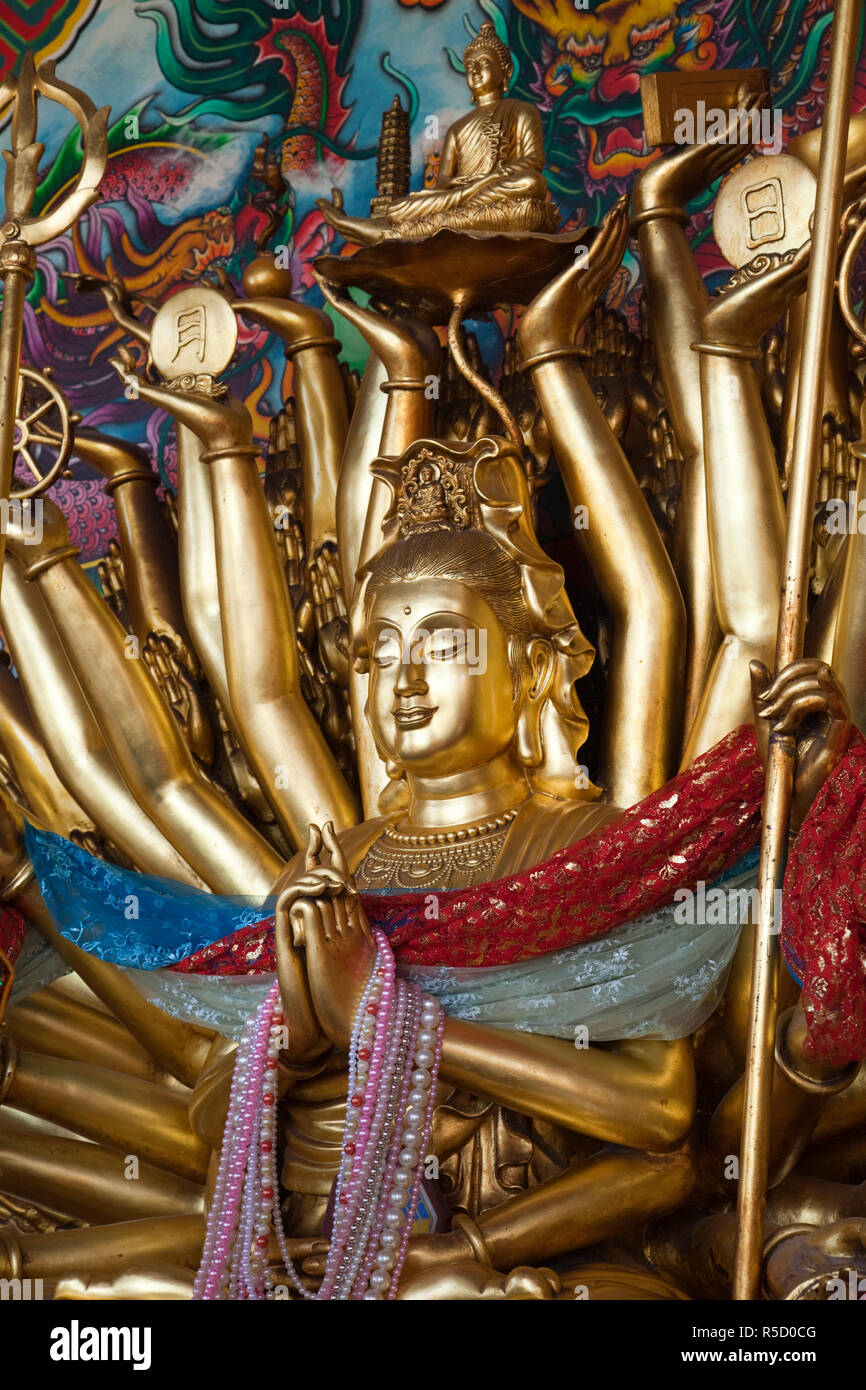 Thailand, Ayutthaya, Ayutthaya Historical Park, Chinese Statue in Wat Phanan Choeng Stock Photo