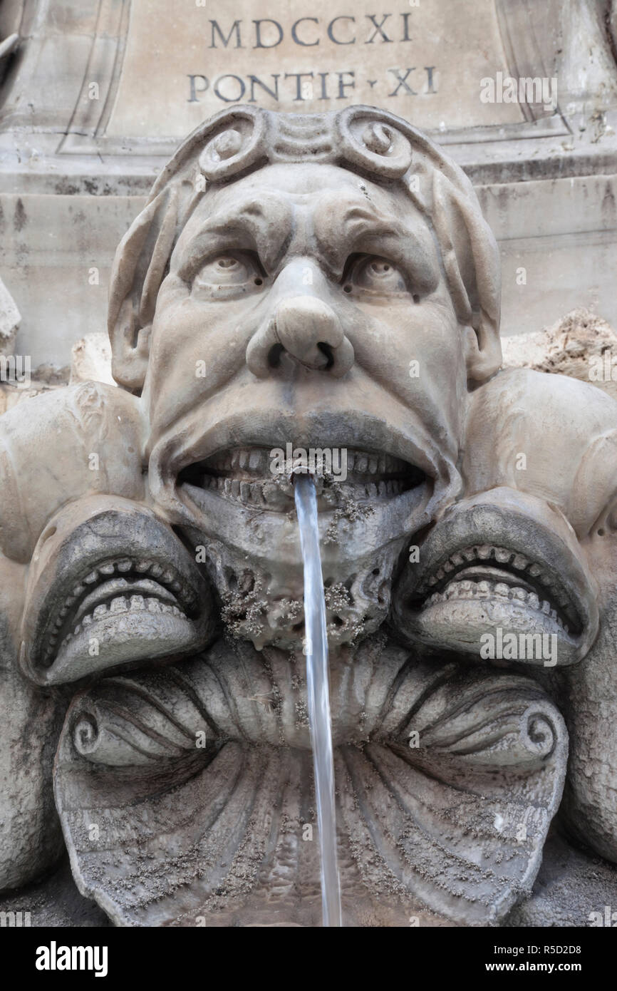 Italy, Rome, Piazza della Rotonda, Fountain Detail Stock Photo