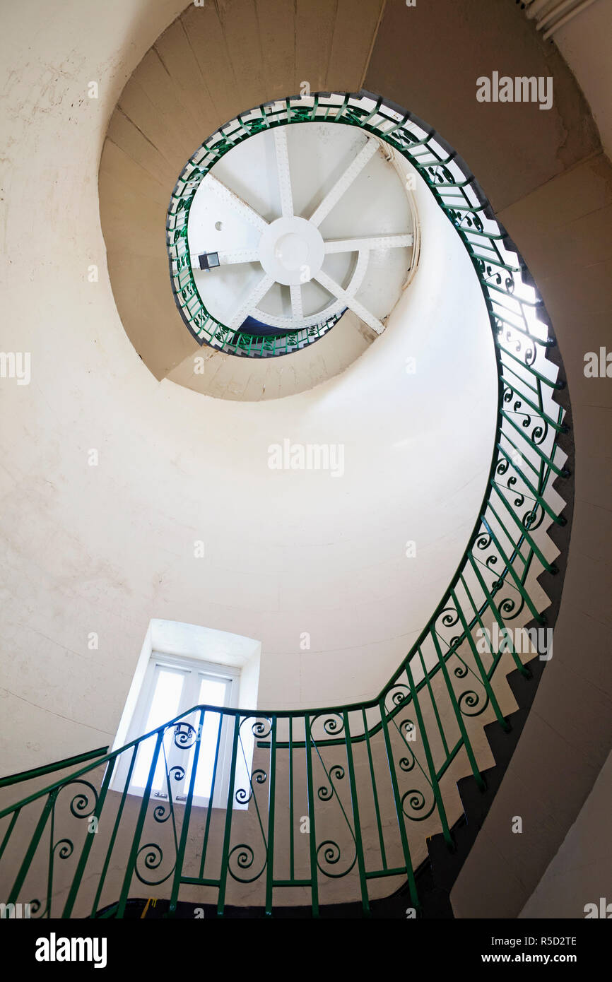 England, Kent, Dungeness, The Old Lighthouse, Interior Spiral Staircase Stock Photo