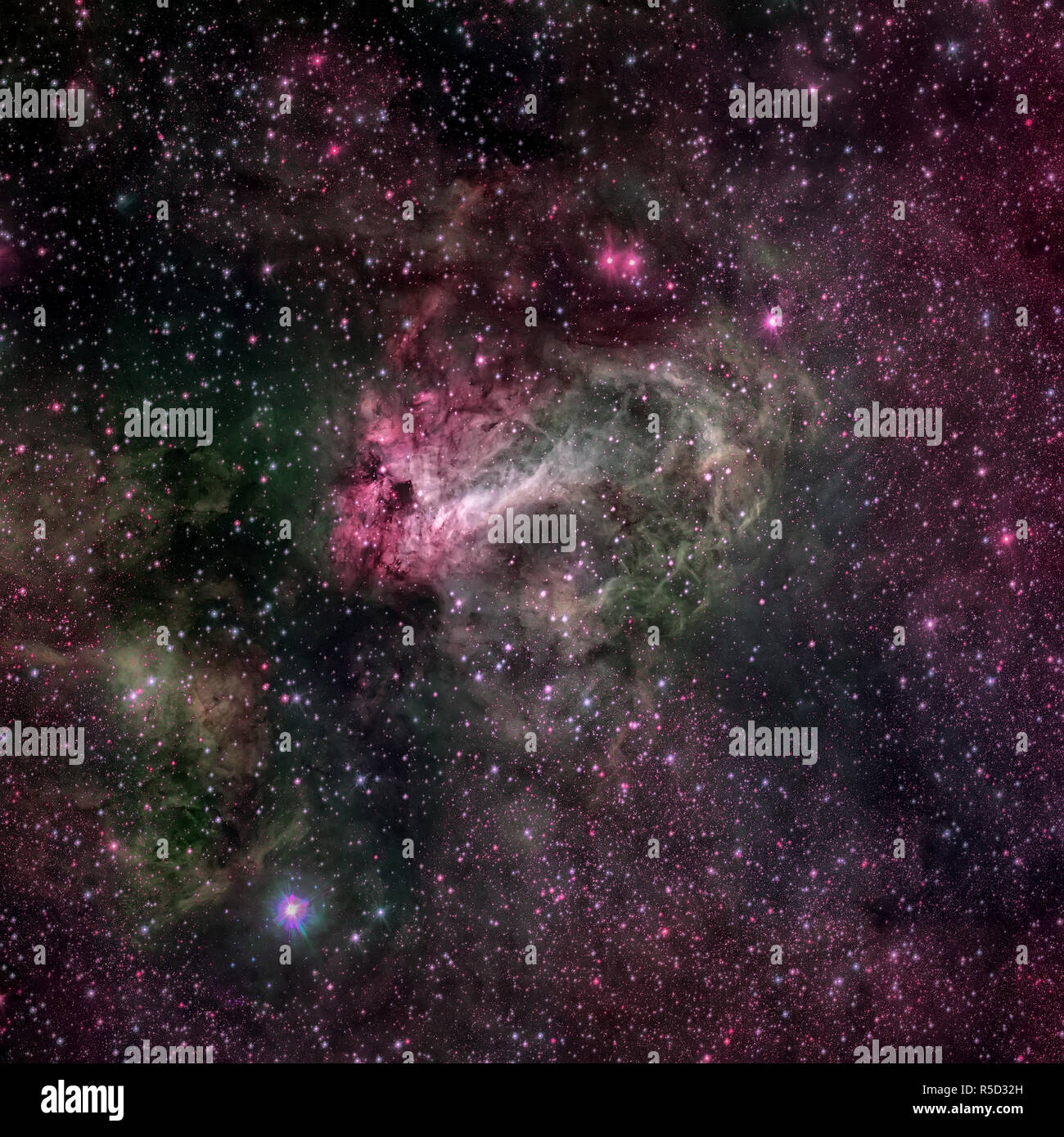Star-forming region Messier 17, Omega Nebula or Swan Nebula . Stock Photo