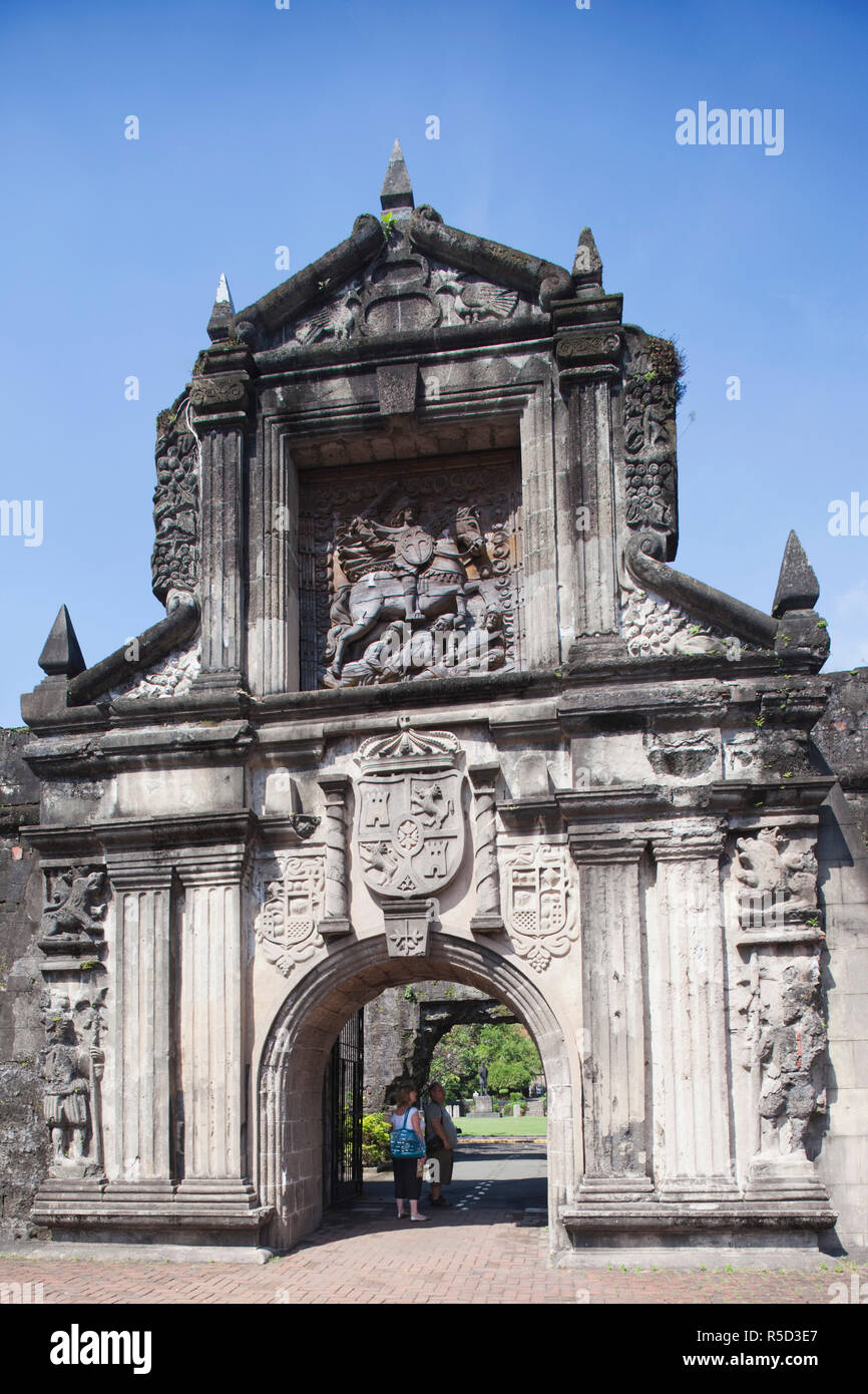 Philippines, Manila, Intramuros, Fort Santiago, Fort Santiago Gate Stock Photo