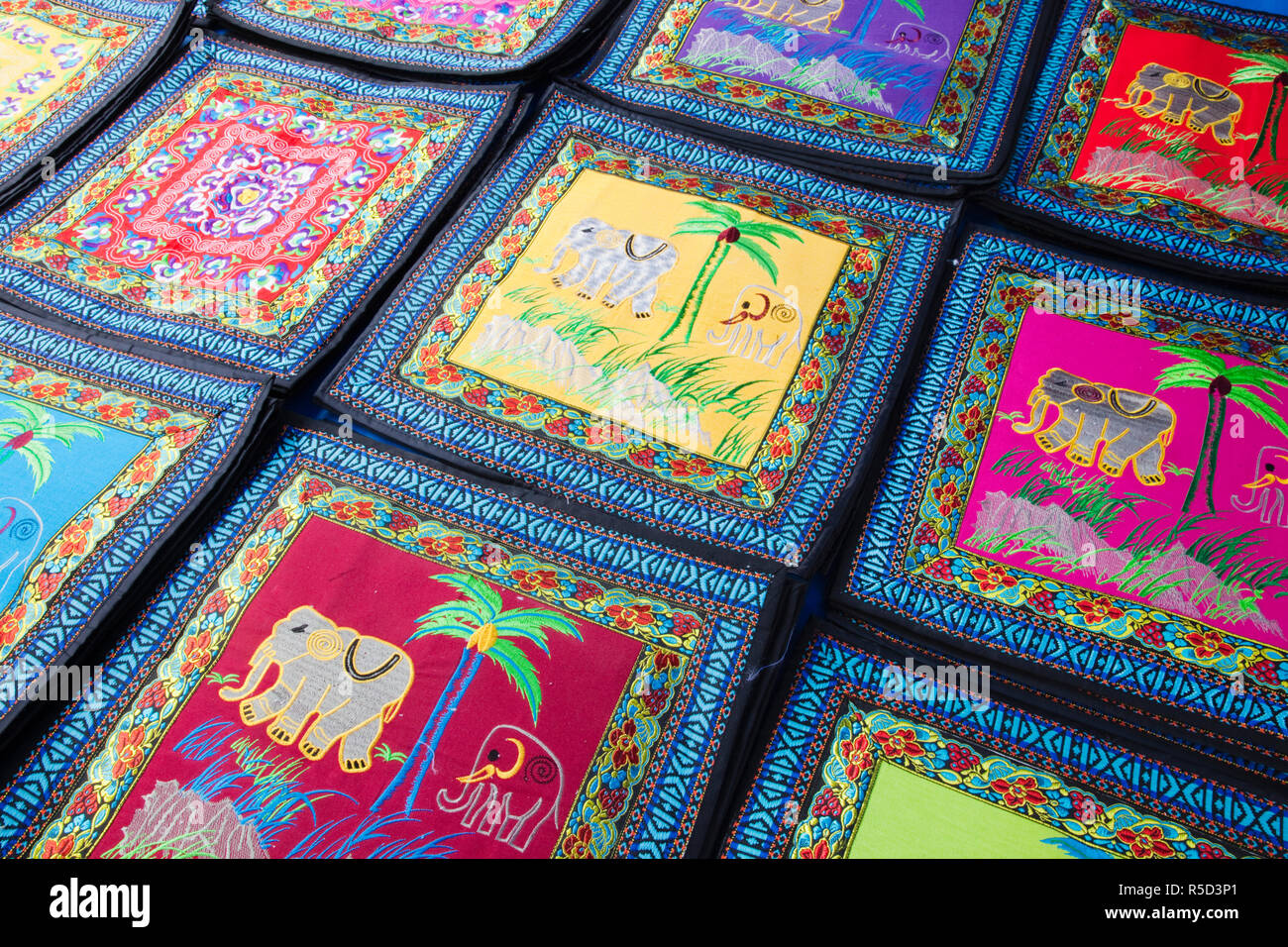 Laos, Luang Prabang, Ethnic Craft Night Market, Display of Hilltribe