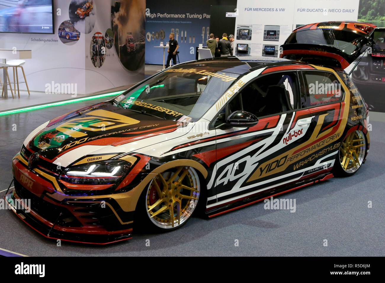 Essen, Germany. 30th Nov, 2018. Volkswagen Golf GTI on display at the Essen  Motor Show Preview Day on November 30, 2018 at the fair grounds in Essen,  Germany. The motor show presents