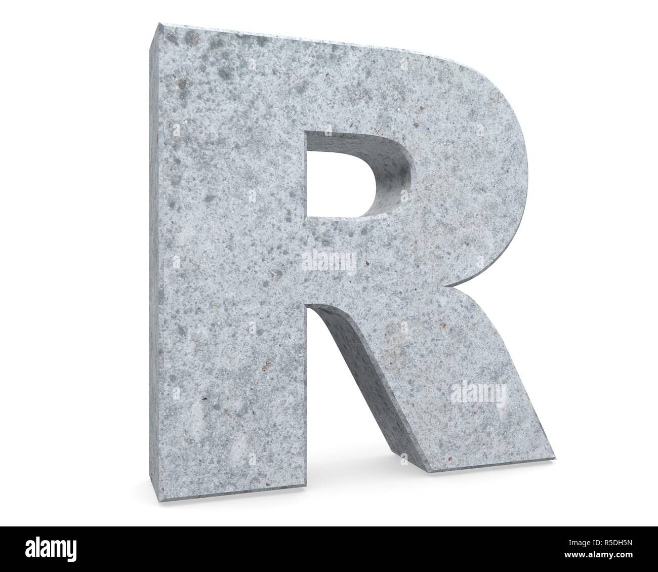 Concrete Capital Letter - R isolated on white background. 3D render ...