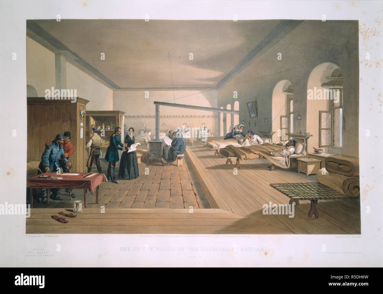 Scutari hospital ward. The Seat of War in the East (Lithographed plates,. P & D Colnaghi & Co.: London, 1855, 1866. One of the wards of the hospital at Scutari. Florence Nightingale.  Image taken from The Seat of War in the East (Lithographed plates, illustrating the Crimean War.).  Originally published/produced in P & D Colnaghi & Co.: London, 1855, 1866. . Source: 1780.c.6, XXXIV. Language: English. Author: SIMPSON, WILLIAM. WALKER E. Stock Photo