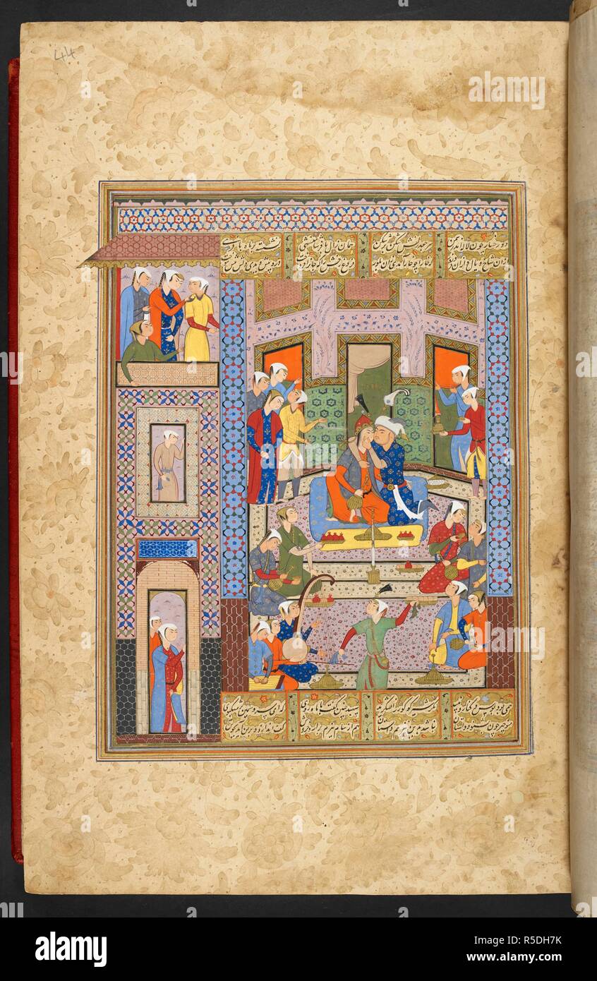 Zal embracing Rudaba. Shahnama of Firdawsi, with 56 miniatures. 1580 - 1600. Source: I.O. ISLAMIC 3540, f.44. Language: Persian. Author: FIRDAWSI. ANON. Stock Photo