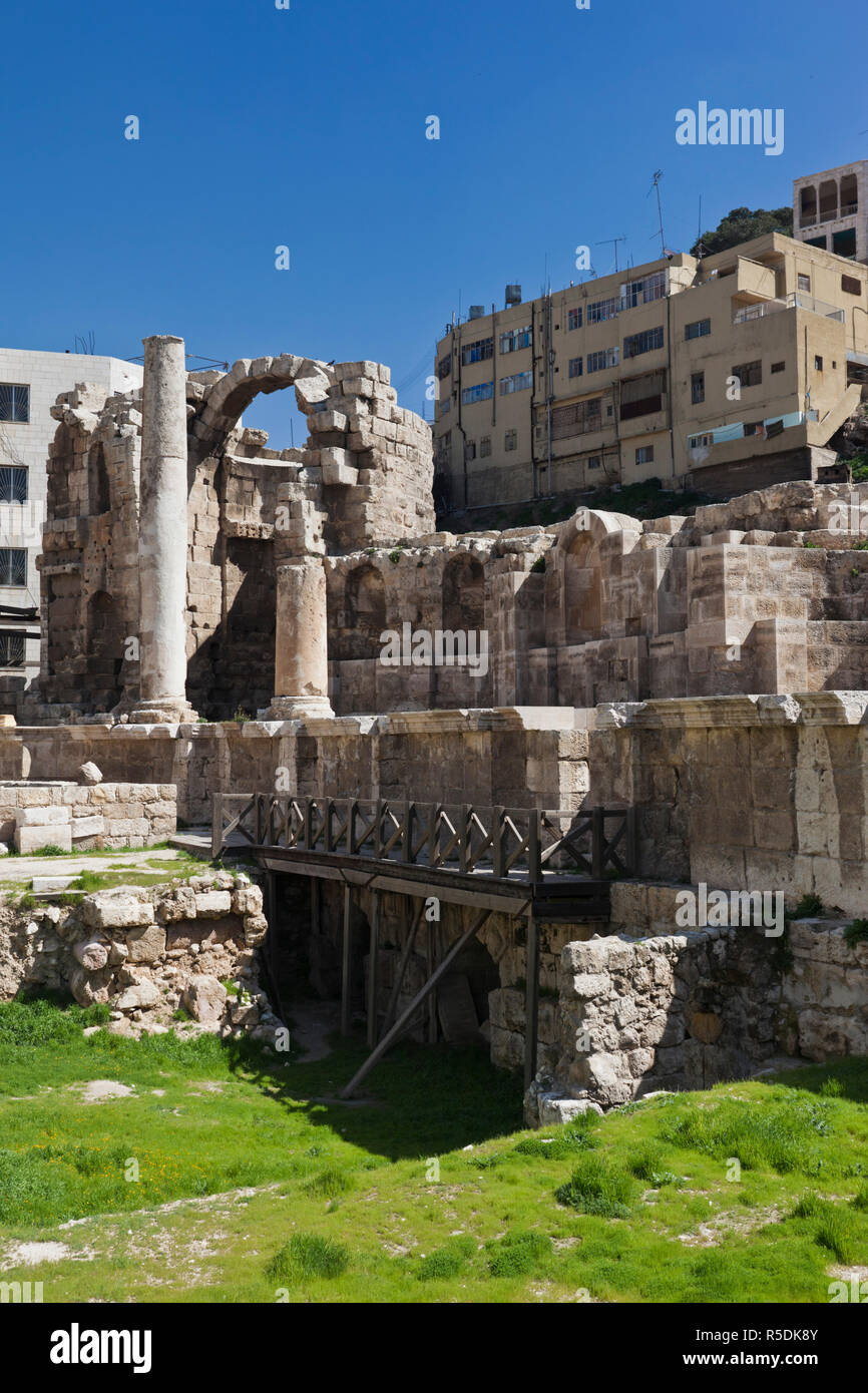 Jordan, Amman, ruins of Roman-era Nymphaeum Stock Photo