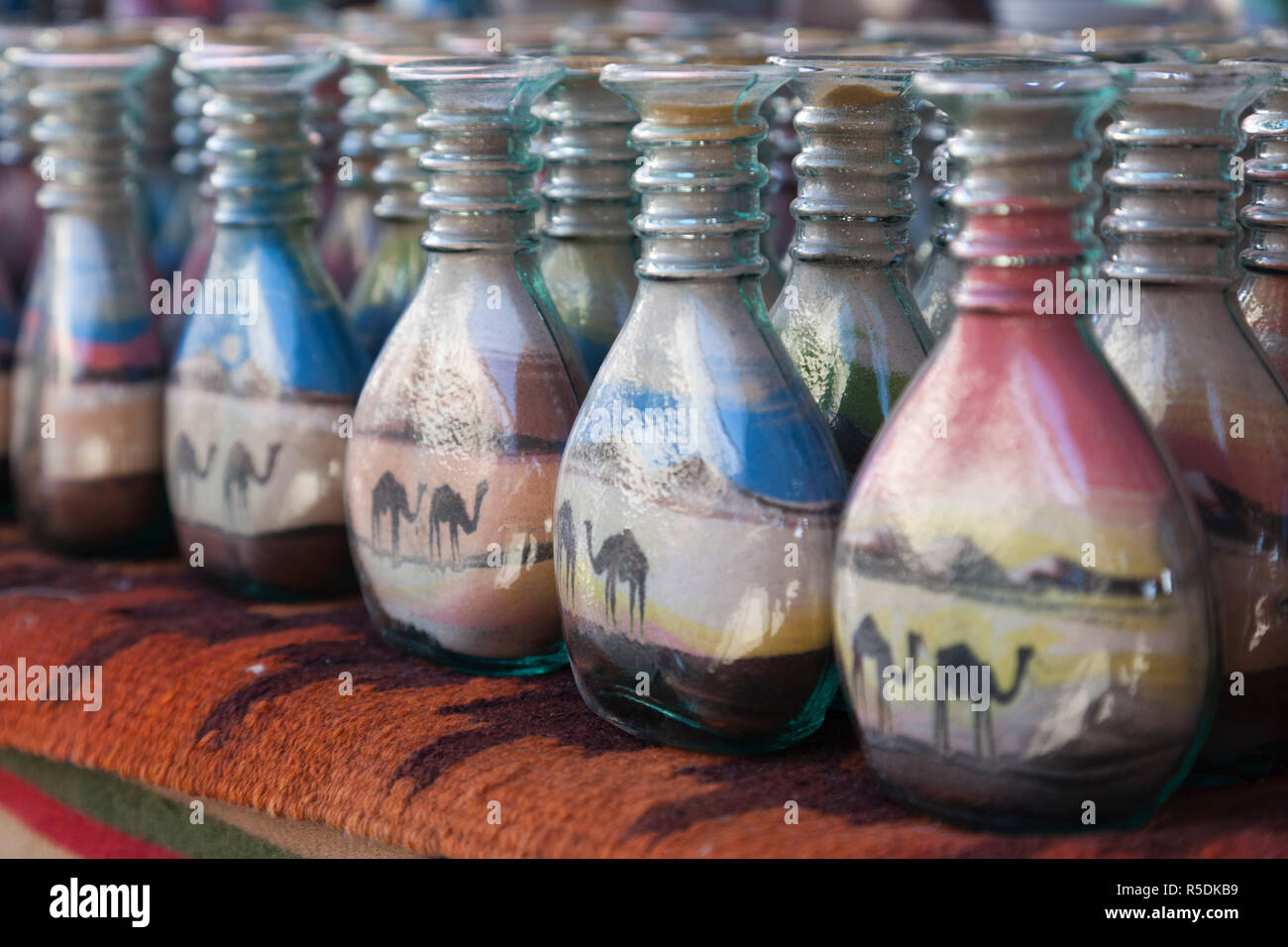 Jordan, Jerash, Jordanian souvenirs, sand art Stock Photo Alamy