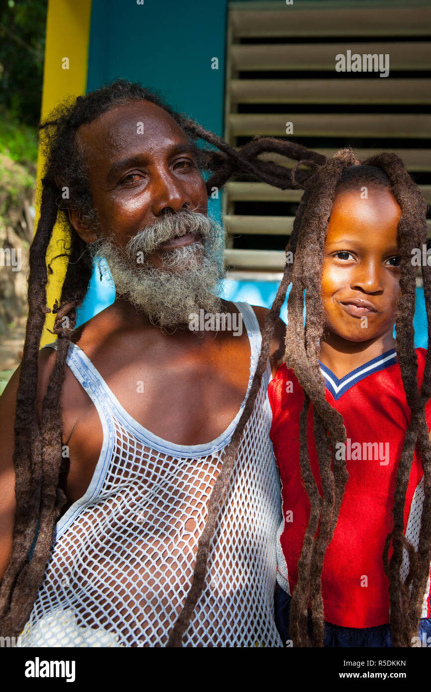 Portraits of Bath Locals, Bath, St. Thomas Parish, Jamaica, Caribbean (MR)childchild Stock Photo