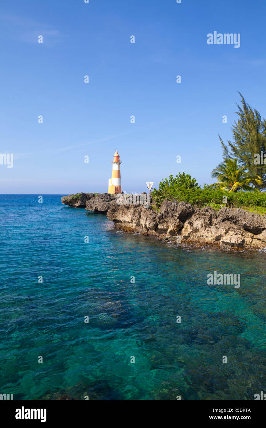 Folly Point Lighthouse, Port Antonio, Portland Parish, Jamaica, Caribbean Stock Photo