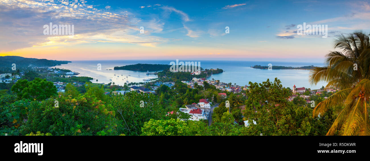 Elevated view over Port Antonio & Navy Island, Portland Parish, Jamaica, Caribbean Stock Photo