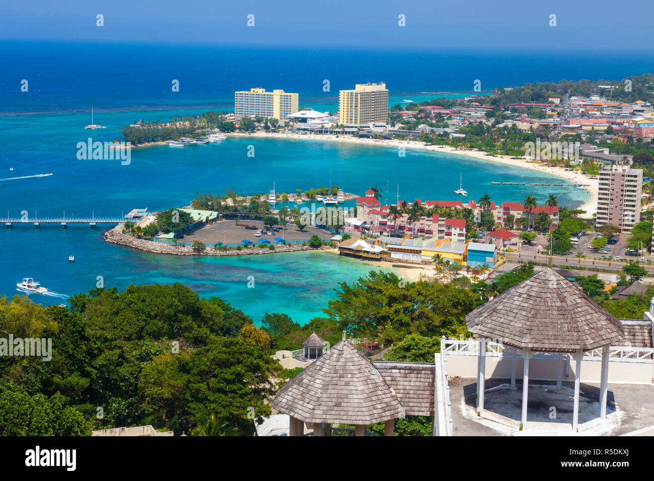 Elevated view over city & coastline, Ocho Rios, St. Ann Parish, Jamaica