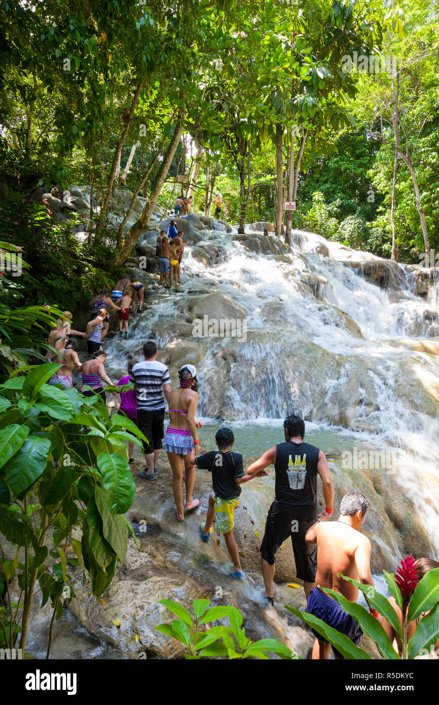 Dunns River Falls, Ocho Rios, St. Ann Pa, Jamaica, Caribbean Stock Photo
