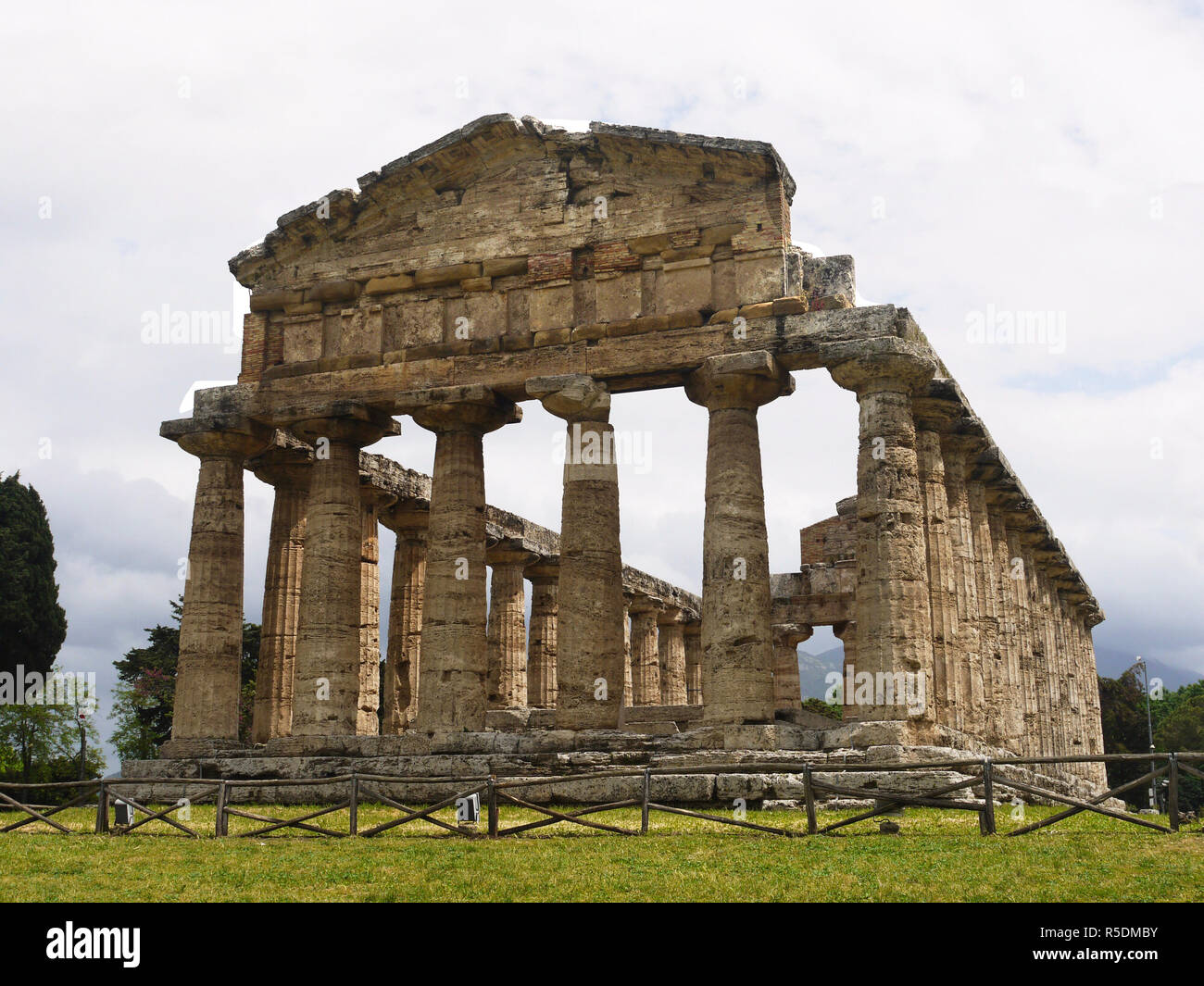 The Unesco world heritage site of Paestum with the Temple of Athena, the goddess of crafts and warfare. Stock Photo