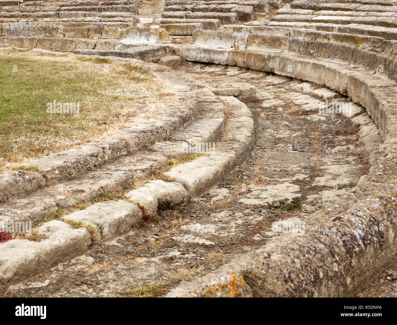 Remains of the amphitheatre at the Metaponto Archaeological Park, Province of Matera, Italy Stock Photo
