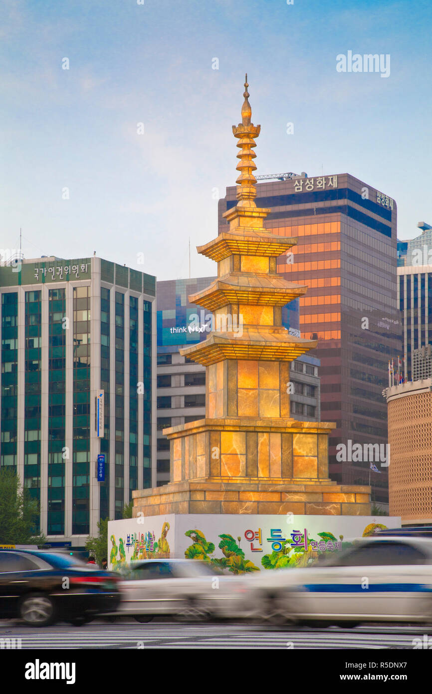 Korea, Seoul, Lantern at Seoul Plaza at twilight for Lotus Lantern festival Stock Photo