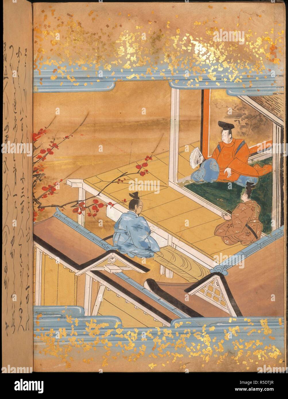 Japanese men on a verandah. Bunsho ('The Tale of Bunsho). early Edo