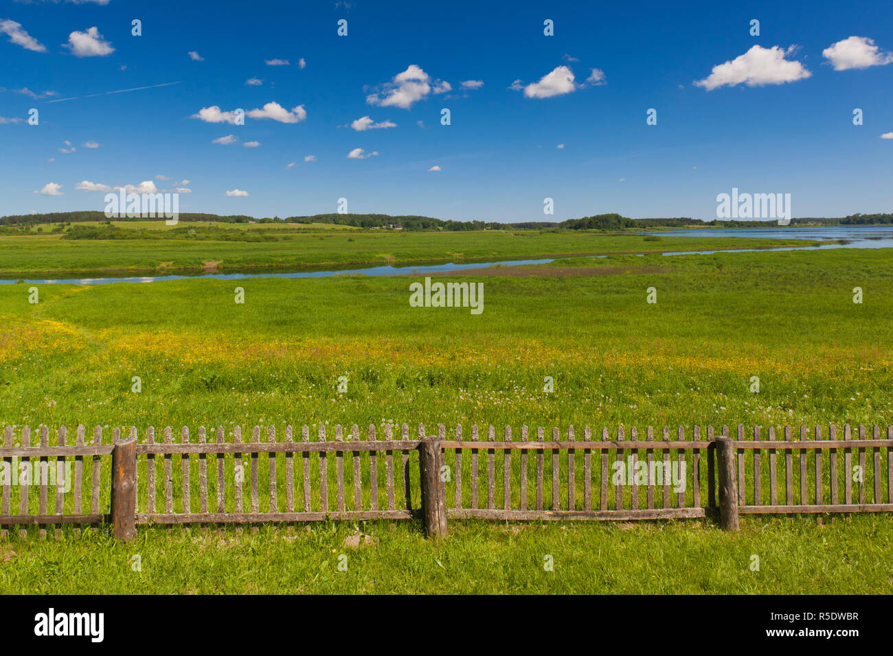 Russia, Pskovskaya Oblast, Pushkinskie Gory, landcape at Mikhailovskoye, the Alexander Pushkin Preserve, estate of famous Russian poet Stock Photo