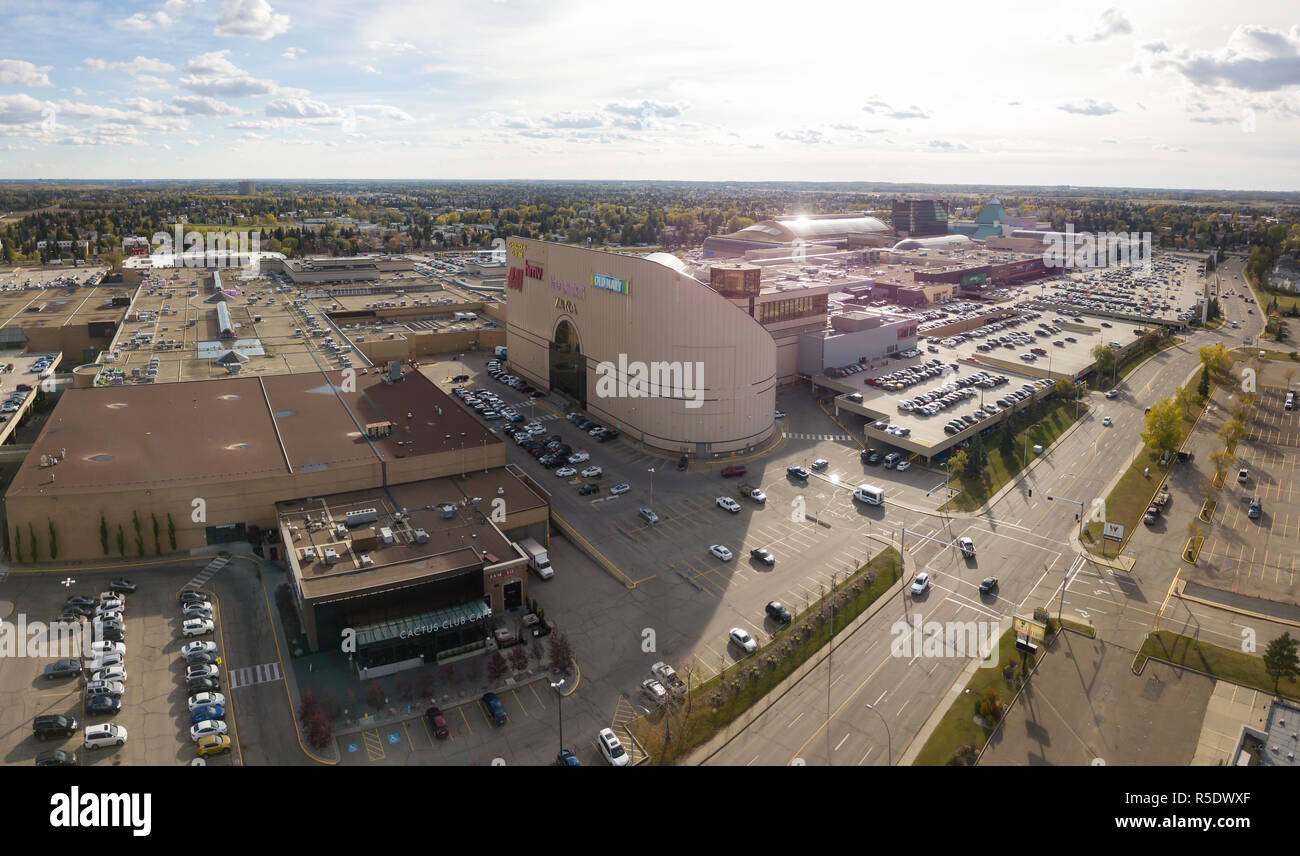 Edmonton, Alberta, Canada - July 15, 2017: Aerial Panoramic view of West Edmonton Mall, Bigest Mall in North America, during a vibrant sunny summer da Stock Photo