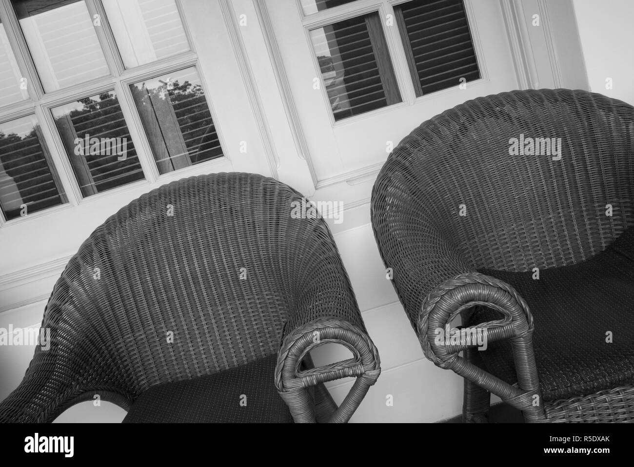 Cane chairs at Raffles Hotel, Singapore Stock Photo