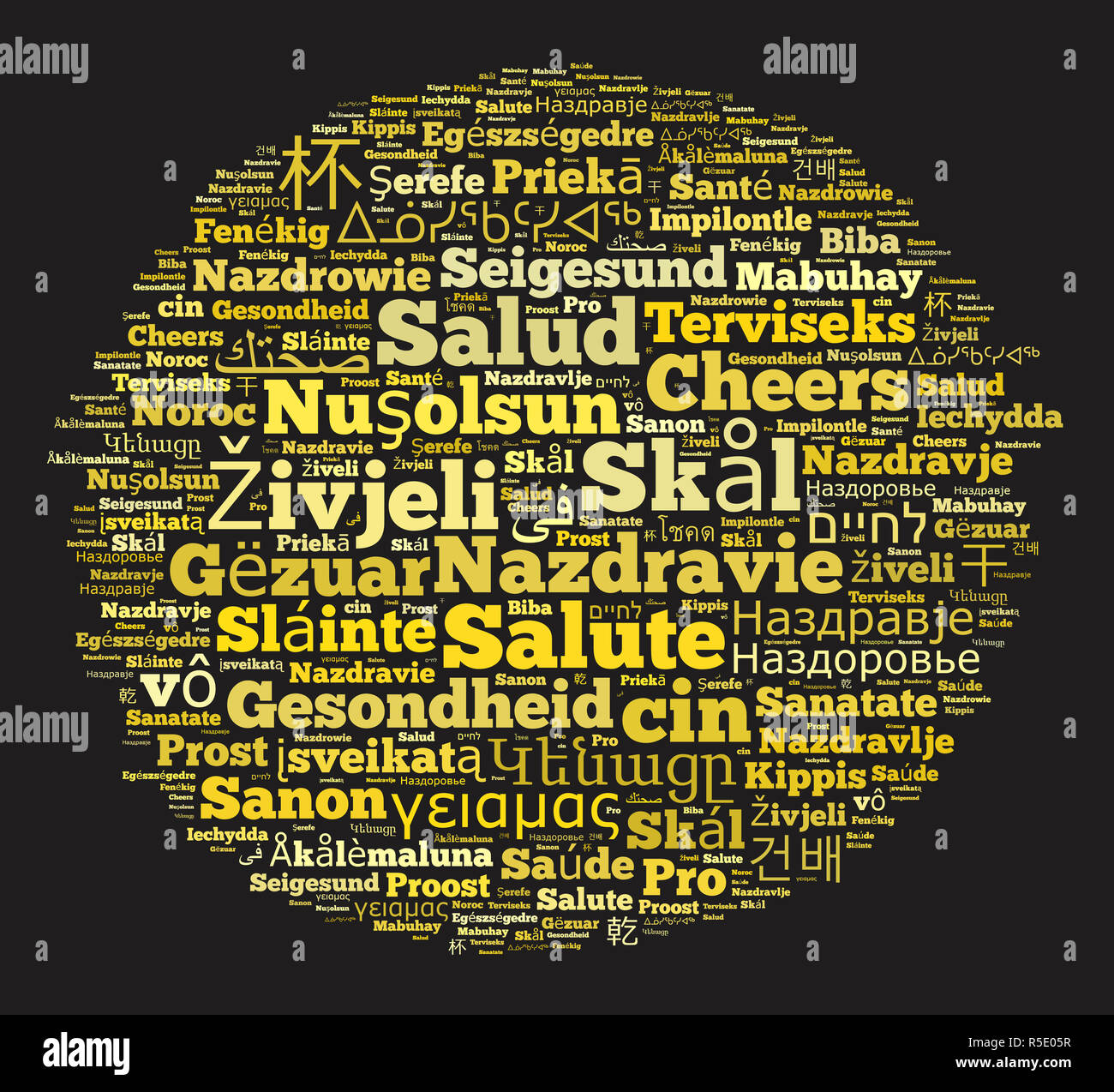 Word Cheers in different languages Stock Photo Alamy