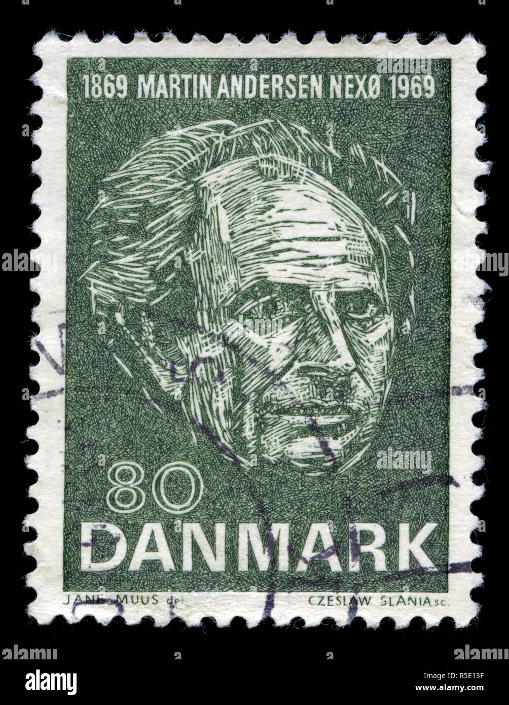 Postage stamp from Denmark in the Martin Andersen Nexø (poet, writer) series issued in 1969 Stock Photo