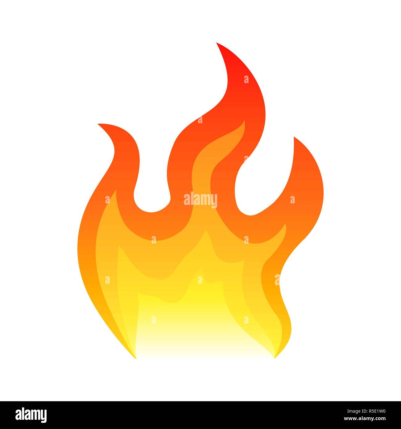 Red fire flat icon isolated on white background for danger concept or ...