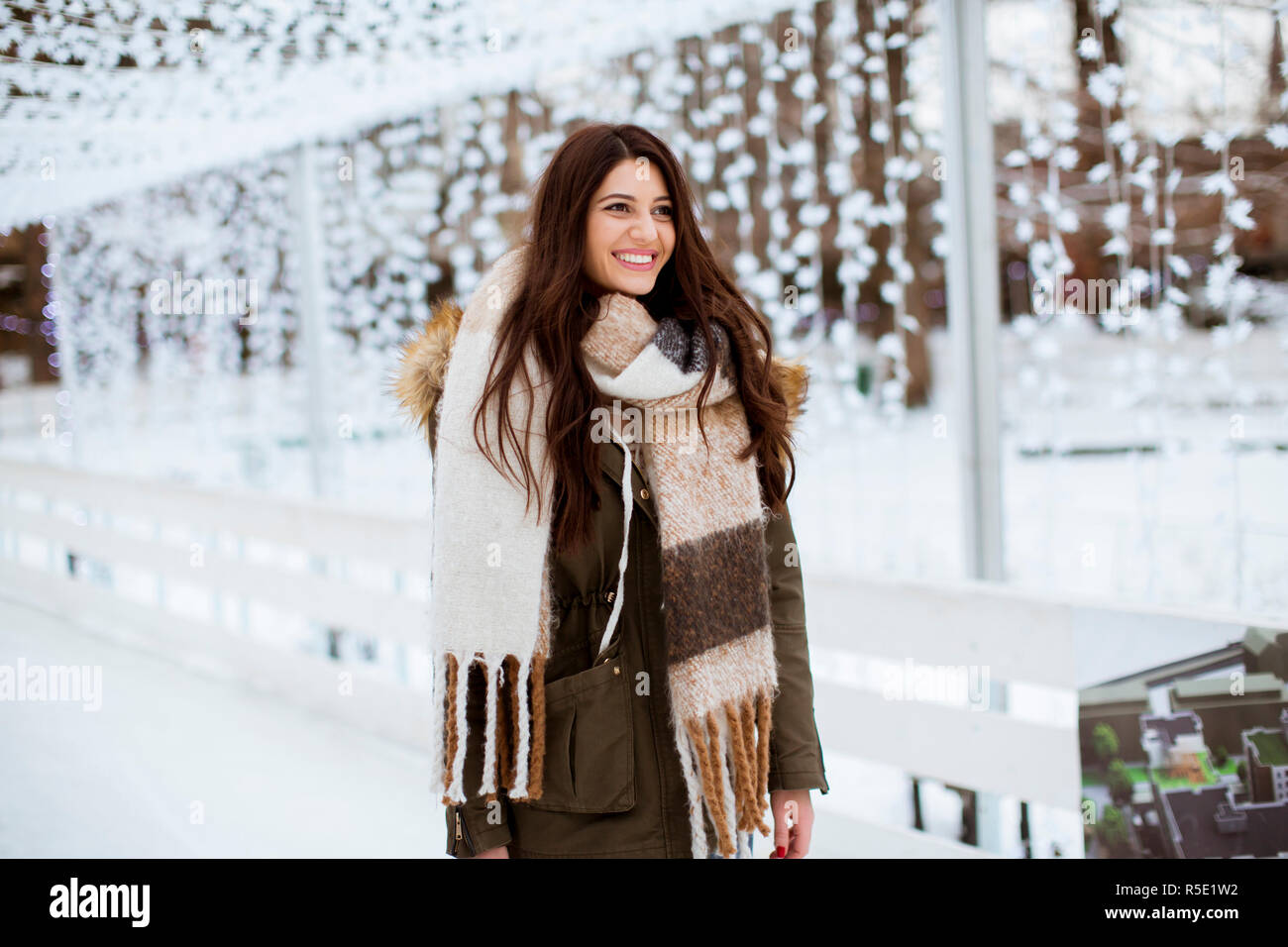 Young woman face in snow hi-res stock photography and images - Alamy