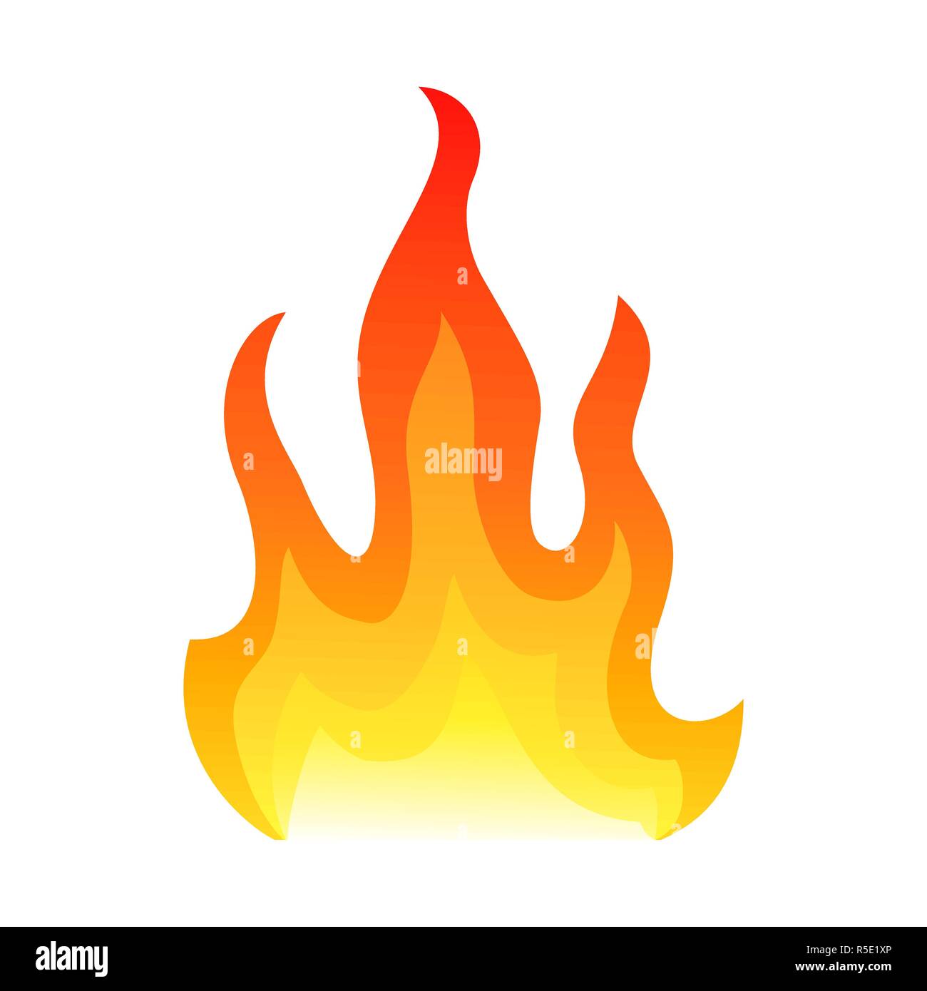 Red fire flat icon isolated on white background for danger concept or ...