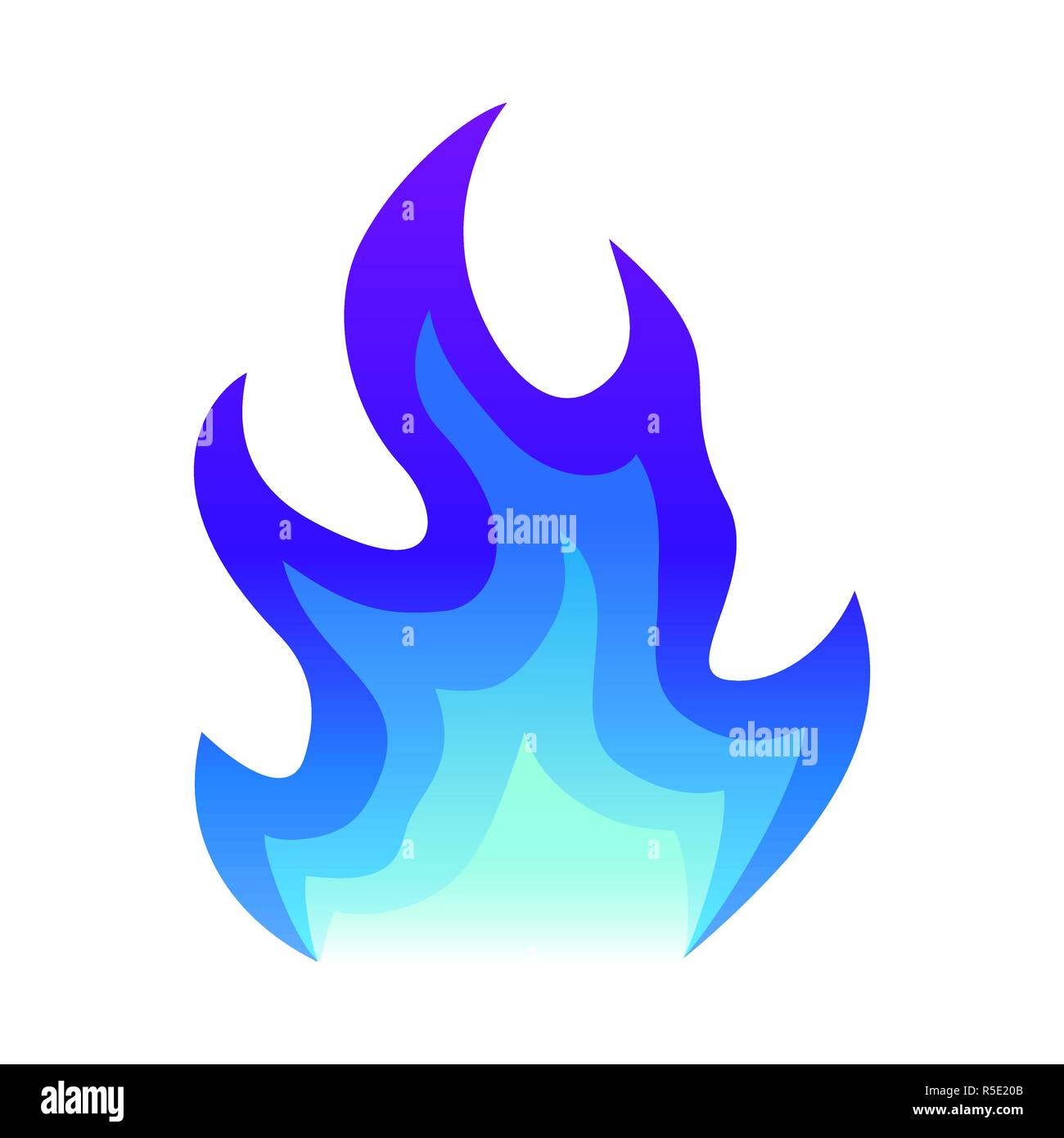 Blue fire icon Flat fire flame vector illustration. blue flame or campfire isolated on white Stock Vector