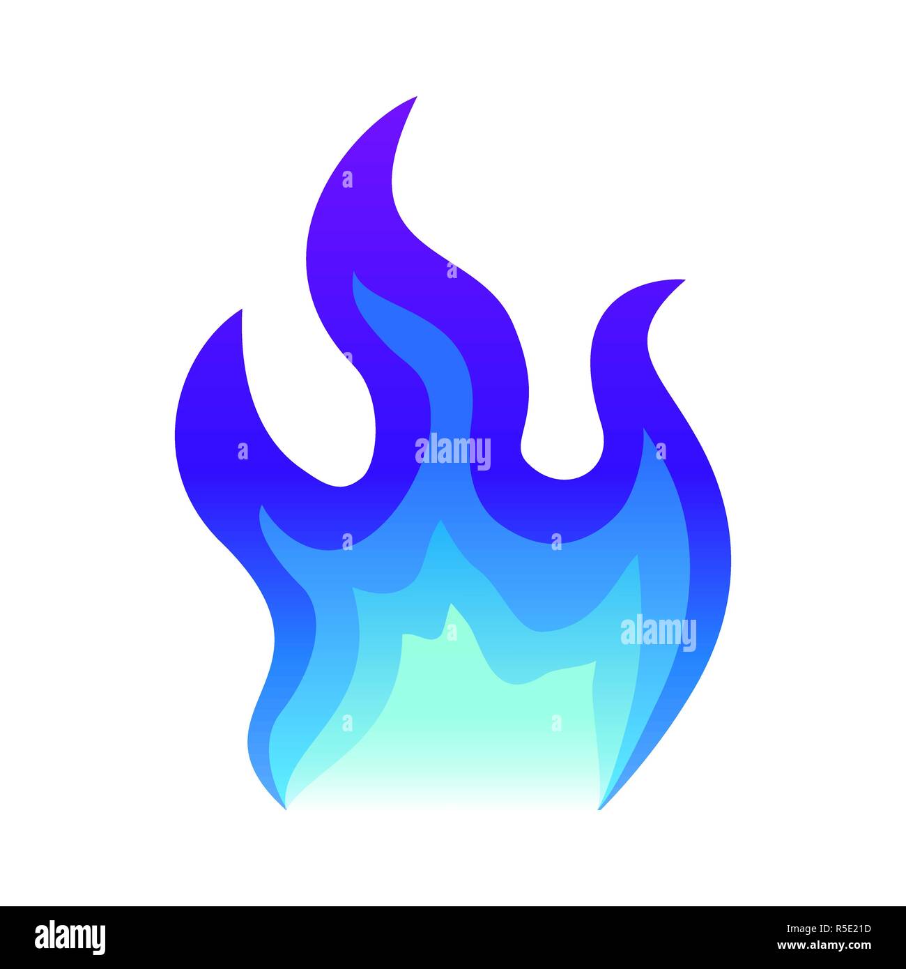 Blue fire icon Flat fire flame vector illustration. blue flame or campfire isolated on white Stock Vector