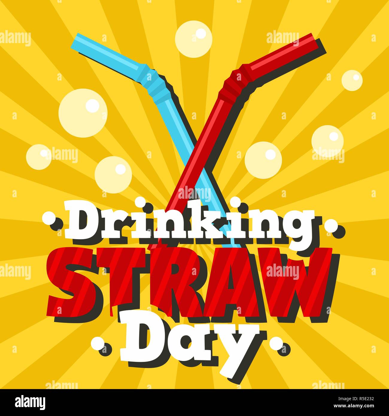 Drinking straw day concept banner. Flat illustration of drinking straw day vector concept banner